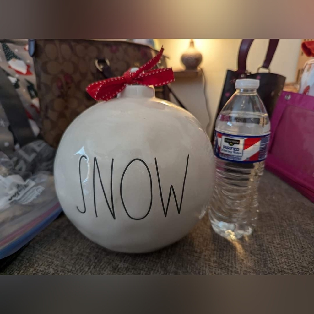 "Snow" ceramic decoration by Rae Dunn
